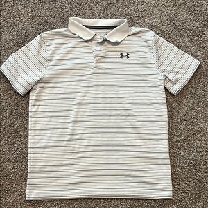 Under Armour White Polo Shirt Performance Stripes